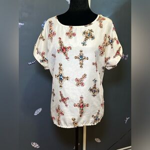 🥉HXY Women’s Blouse US Large Loose Fit Crucifix